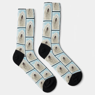 Komondor Painting Hungarian Cute Original Dog Art Socks
