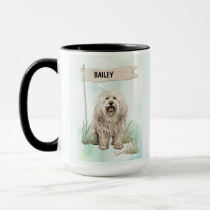 Komondor Watercolor Personalised Dog Mug