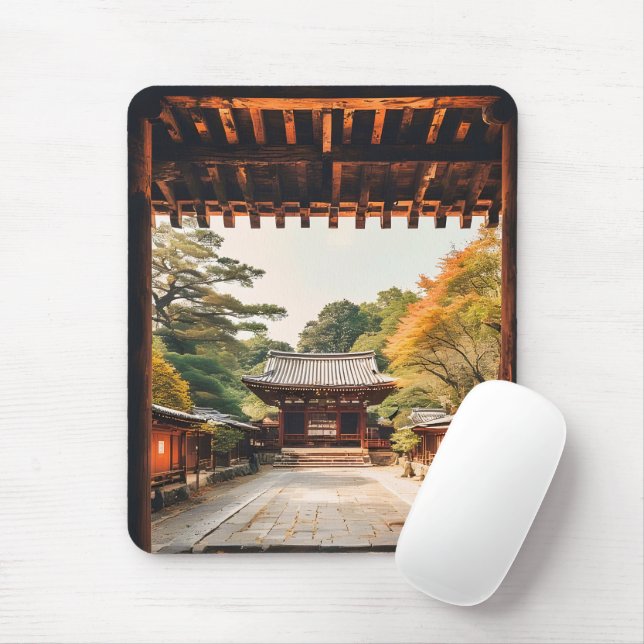 Komorebi - The Sun-Drenched Temple Mouse Pad (With Mouse)
