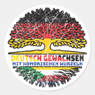Komoren Komorisch Deutsch Deutschland Baum Wurzel Classic Round Sticker