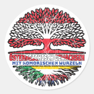 Komoren Komorisch Österreichisch Österreich Baum Classic Round Sticker