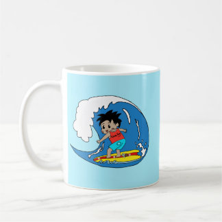 Kona Boy Surfs Big Wave Mug – Hawaiian Surfer Art