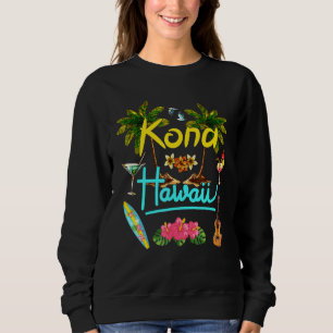Kona Hawaii Beach Summer Palm Surf Sun Set Palm Tr Sweatshirt