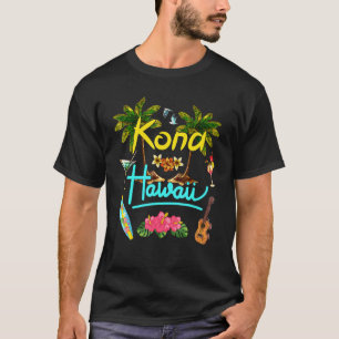 Kona Hawaii Beach Summer Palm Surf Sun Set Palm Tr T-Shirt