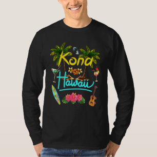Kona Hawaii Beach Summer Palm Surf Sun Set Palm Tr T-Shirt