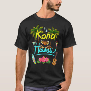 Kona Hawaii Beach Summer Palm Surf Sun Set Palm Tr T-Shirt
