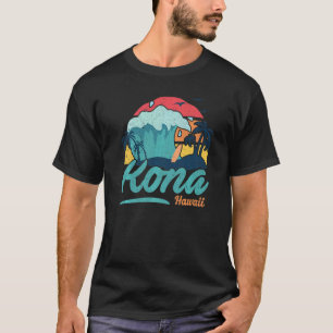 Kona Hawaii Beach Summer Surfing Sun Set Palm Tree T-Shirt