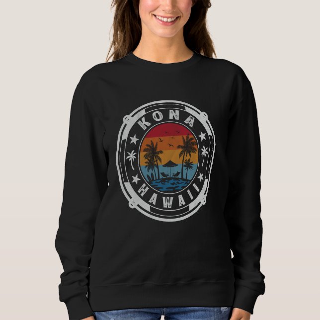 Kona Hawaii Beach Summer Vacation Vintage Sunset Sweatshirt (Front)