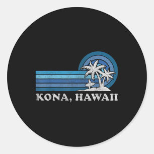 Kona Hawaii Beach Vintage Family Summer Vacation  Classic Round Sticker