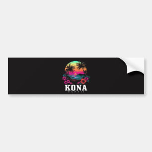 Kona Hawaii Hawaiian Hibiscus Flowers Surfer Bumper Sticker