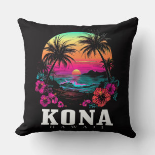 Kona Hawaii Hawaiian Hibiscus Flowers Surfer Cushion