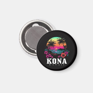 Kona Hawaii Hawaiian Hibiscus Flowers Surfer Magnet