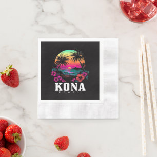 Kona Hawaii Hawaiian Hibiscus Flowers Surfer Napkin