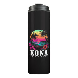 Kona Hawaii Hawaiian Hibiscus Flowers Surfer Thermal Tumbler