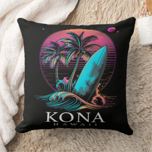 Kona Hawaii Hawaiian Surf Board Vintage Cushion
