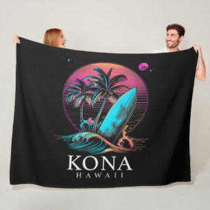 Kona Hawaii Hawaiian Surf Board Vintage Fleece Blanket