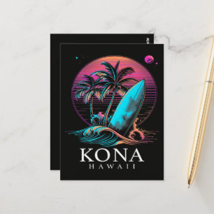 Kona Hawaii Hawaiian Surf Board Vintage Postcard