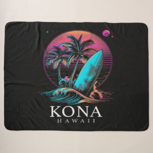 Kona Hawaii Hawaiian Surf Board Vintage Sherpa Blanket
