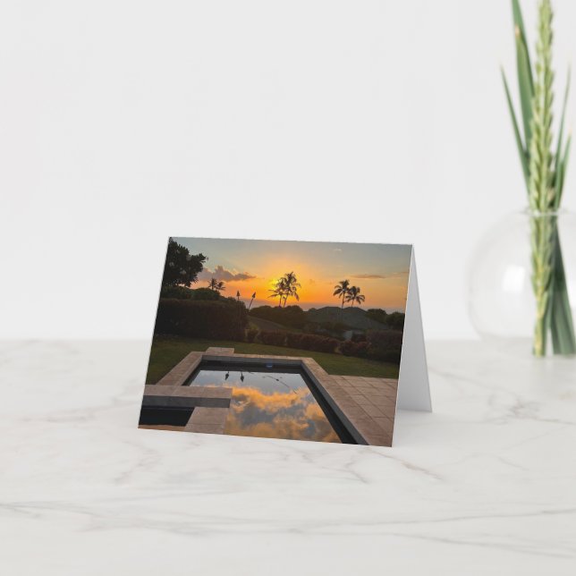 Kona Hawaii Sunset Mauna Kea Palm Tree Greeting  Thank You Card (Front)