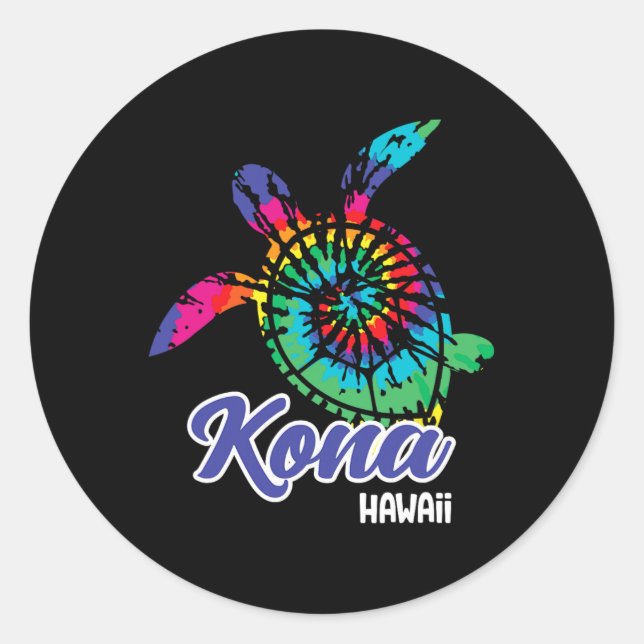 Kona Hawaii Tie Dye Save Sea Turtles Hawaiian Beac Classic Round Sticker (Front)