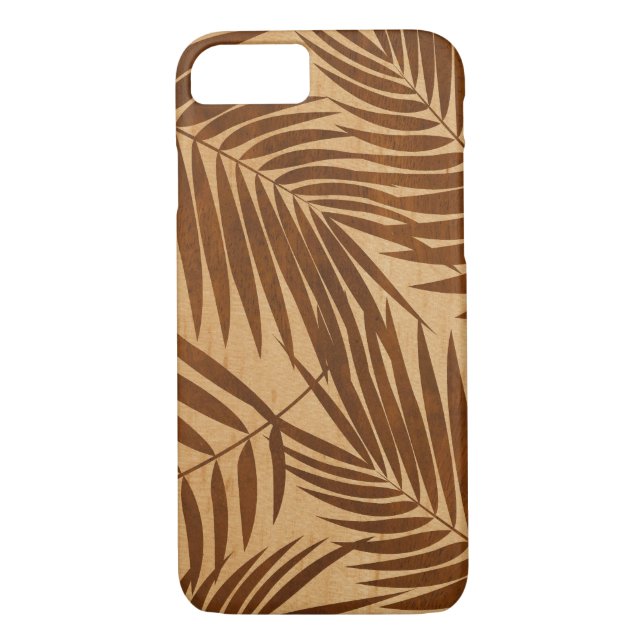 Kona Palms Hawaiian Leaf Faux Wood Case-Mate iPhone Case (Back)