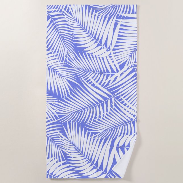 Kona Palms Hawaiian Leaf Tropical - Purple Beach Towel (Front)