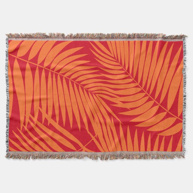 Kona Palms Hawaiian Leaf Tropical Throw Blanket (Front)