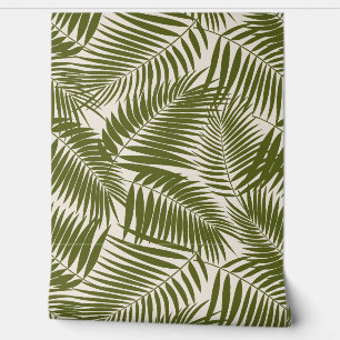 Kona Palms Hawaiian Tropical Leaf - Dark Olive Wallpaper