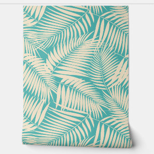 Kona Palms Hawaiian Tropical Leaf - Turquoise Wallpaper