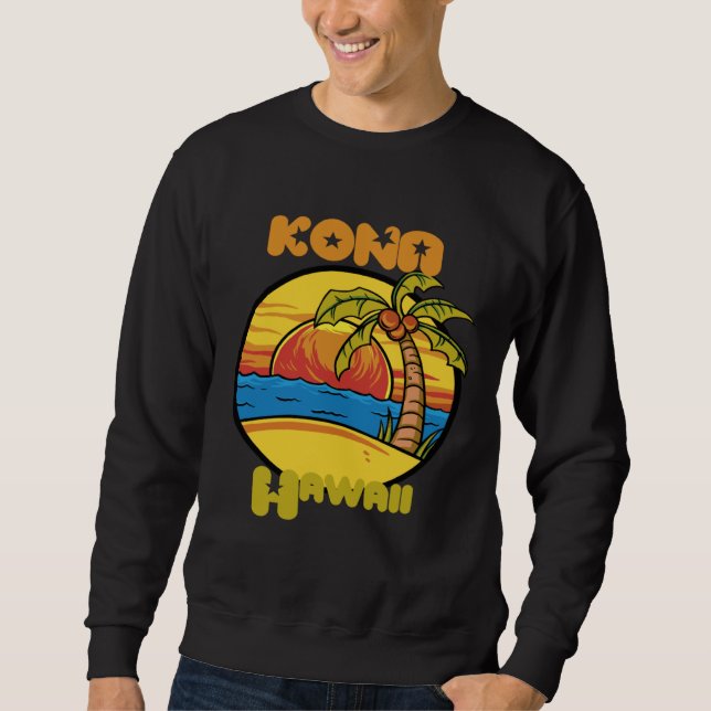 Kona Sunset Vacation Hawaii Palm trees Ocean Sweatshirt (Front)