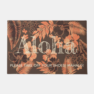 Kona Times Hibiscus Hawaiian Aloha Brown Doormat