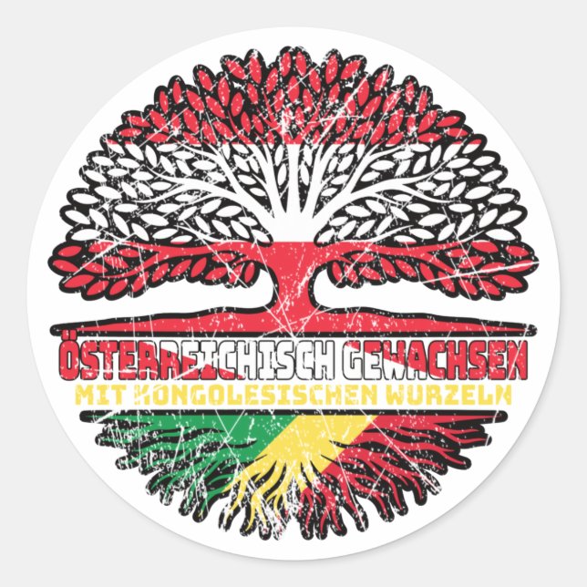 Kongo Kongolesisch Österreichisch Österreich Baum Classic Round Sticker (Front)