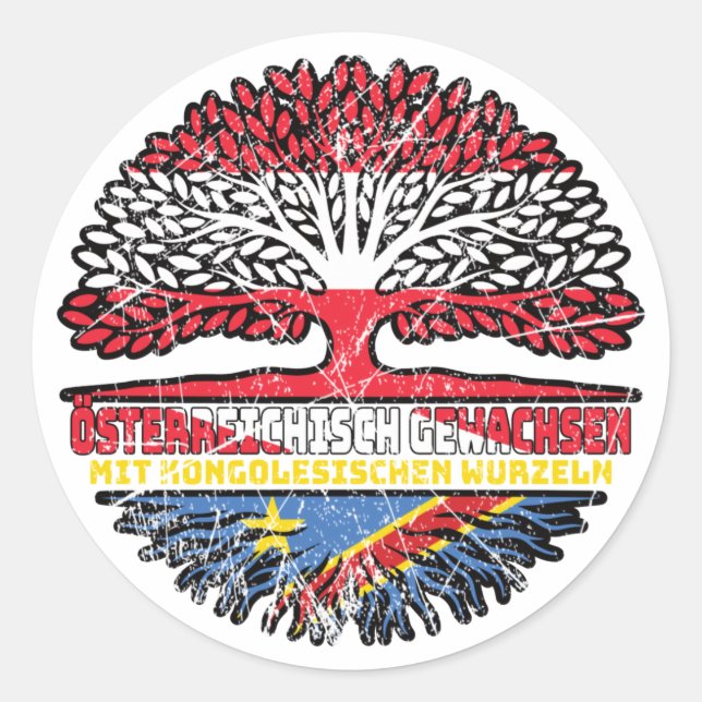 Kongo Kongolesisch Österreichisch Österreich Baum Classic Round Sticker (Front)