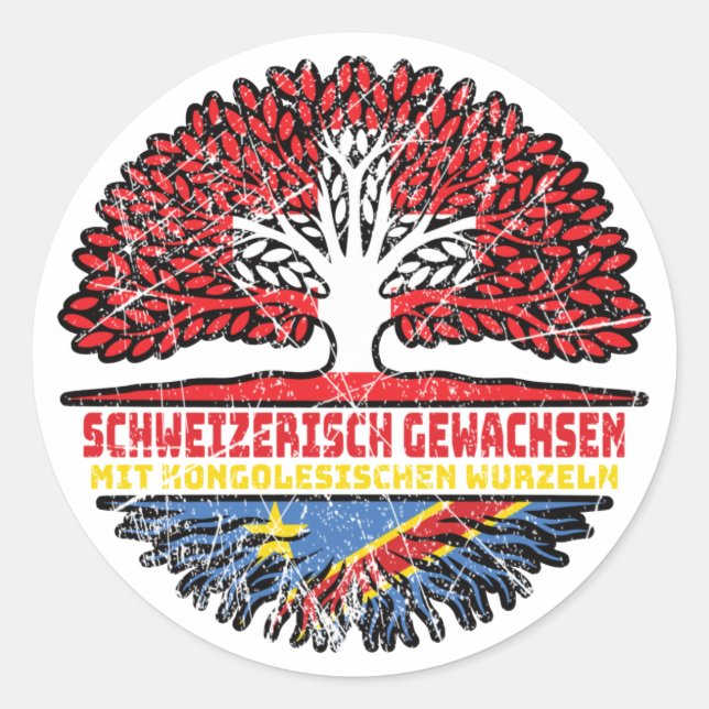 Kongo Kongolesisch Schweizer Schweiz Baum Wurzel Classic Round Sticker (Front)