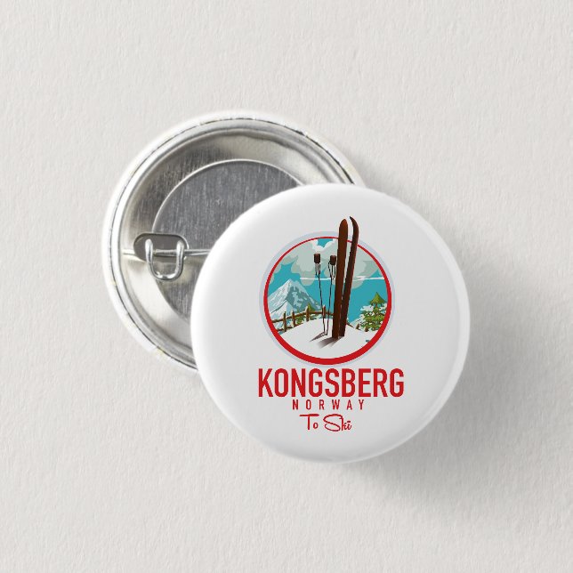 Kongsberg Norway Ski logo 3 Cm Round Badge (Front & Back)