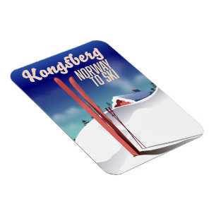 Kongsberg norway ski travel poster. magnet