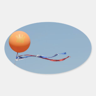 Koninginnedag Queens day balloon Oval Sticker
