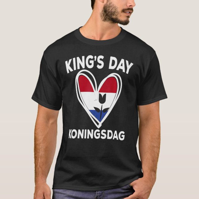 Koningsdag Netherlands 2022 Tulip Heart Kings Day T-Shirt (Front)