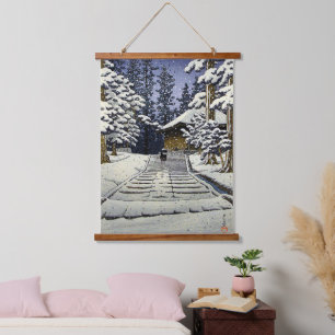 Konjikido in Snow Hiraizumi Kawase Hasui Hanging Tapestry