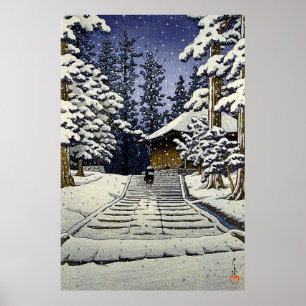 Konjikido in Snow Hiraizumi Kawase Hasui Poster