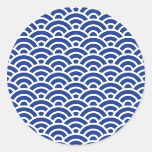 KONJYO 202 Seigaiha Waves - Energetic Ver. Classic Round Sticker