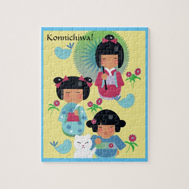 Konnichiwa Japanese Doll Children's Puzzle (Vertical)