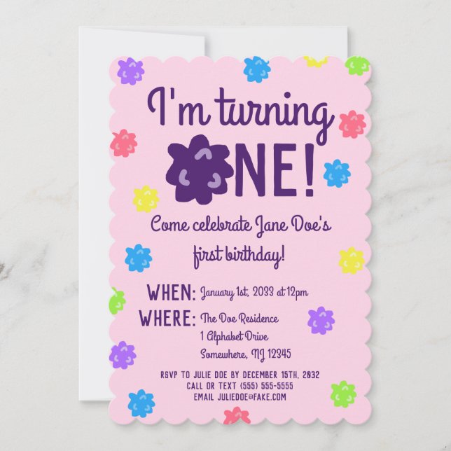 Konpeito First Birthday Invitation (Front)