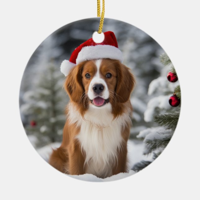 Kooikerhondje Dog Christmas Keepsake Ceramic Ornament (Front)