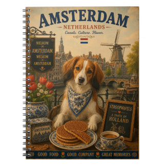 Kooikerhondje in Amsterdam Vintage Travel Art Notebook