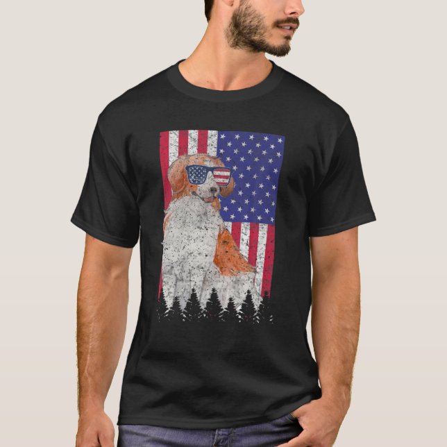 Kooikerhondje Patriotic Dog USA Pride American Fla T-Shirt (Front)