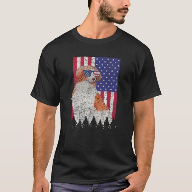 Kooikerhondje Patriotic Dog USA Pride American Fla T-Shirt (Front)