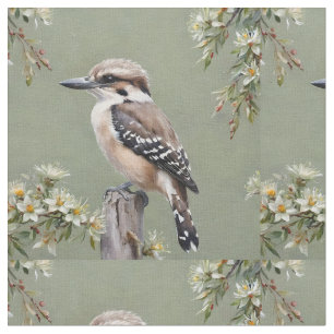 Kookaburra And Flowering Eucalyptus,  Fabric