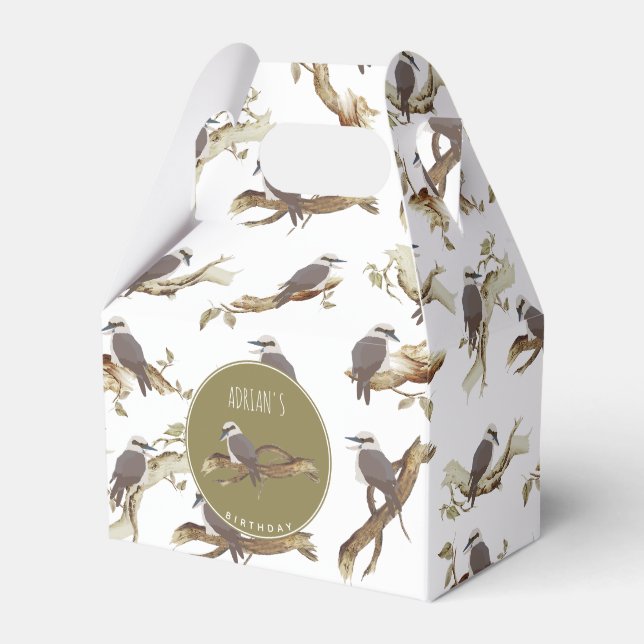 Kookaburra Australian Bird Eucalyptus Birthday Favour Box (Front Side)