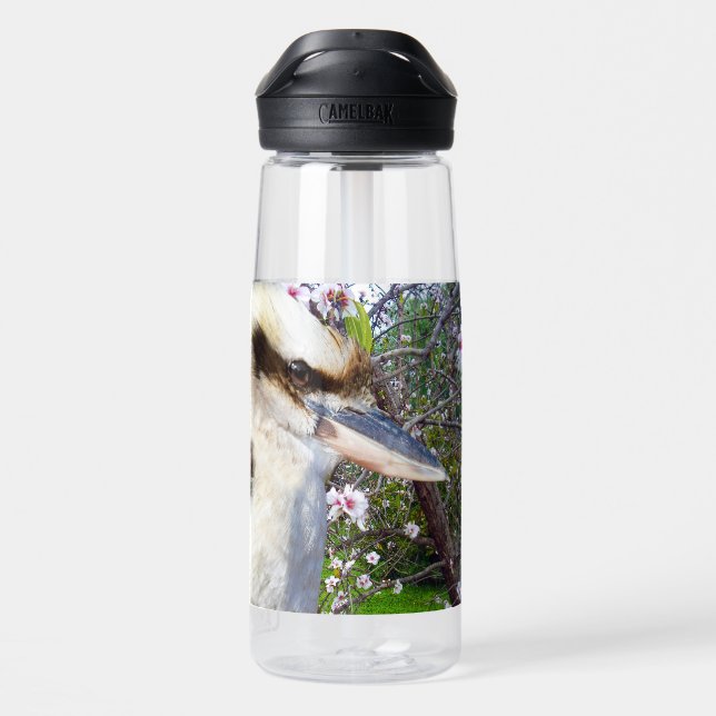 Kookaburra Beside Blossom Tree, Water Bottle (Back)